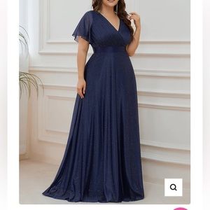 Ever-Pretty Navy Shimmer Evening Gown